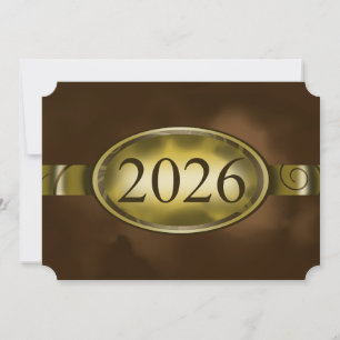 Brown and Gold Floral Button 2026 Card