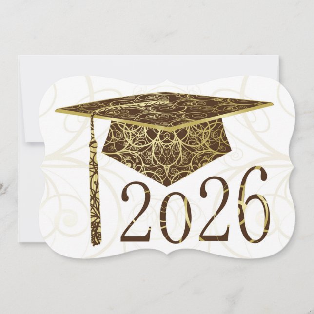 Brown and Gold Floral Cap 2026 Card (Front)