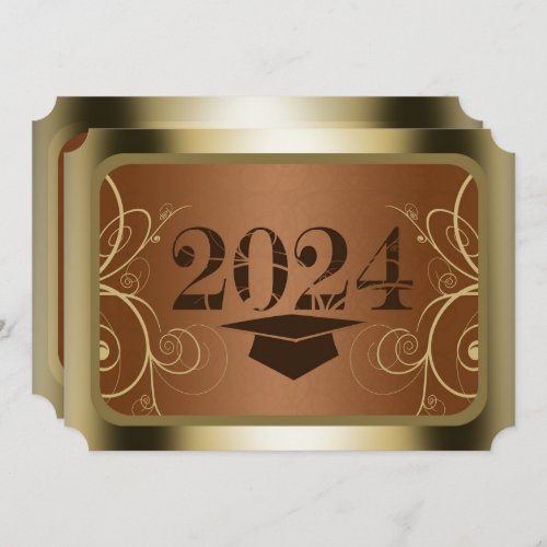Brown and Gold Frame Graduation Party Invitation
