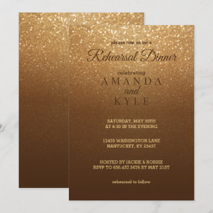 Brown and Gold Glitter - Rehearsal Dinner Invitation