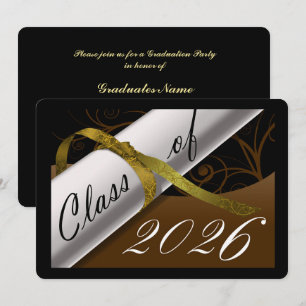 Brown and Gold Graduation Party Invitation
