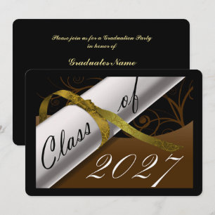 Brown and Gold Graduation Party Invitation