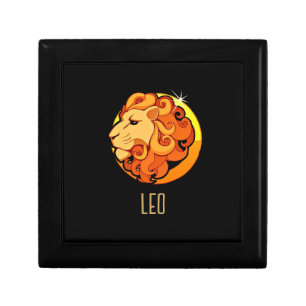 Brown and gold Leo zodiac sign black Gift Box