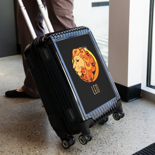 Brown and gold Leo zodiac sign black Luggage