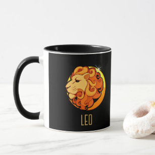 Brown and gold Leo zodiac sign black Mug