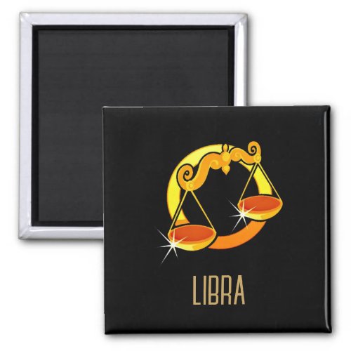 Brown and gold Libra zodiac sign black Magnet