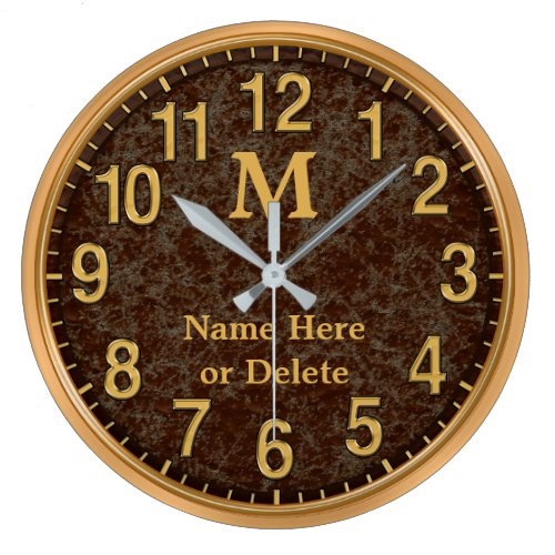 Brown and Gold Monogrammed Personalized Clock