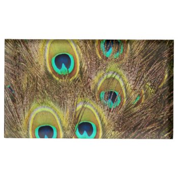 Brown And Gold Peacock Table Card Holder by Peacocks at Zazzle