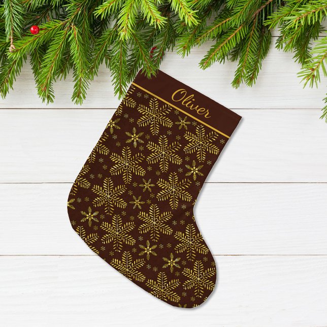 Brown and Gold Personalized Large Christmas Stocking (Creator Uploaded)