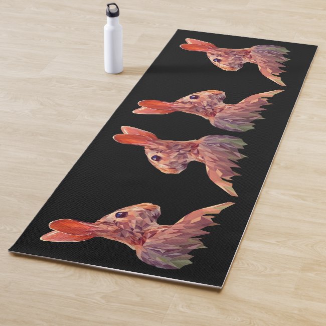 Brown and Gold Rabbit Pattern Yoga Mat