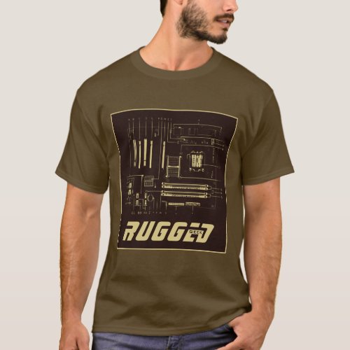 brown and gold RUGGED GEEK Motherboard Tech T_Shirt