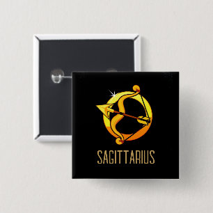 Brown and gold Sagittarius zodiac sign black Button