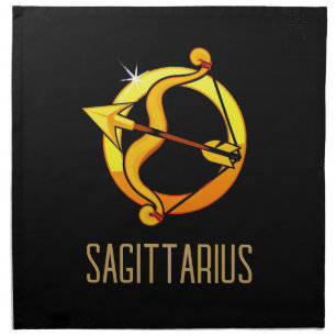 Brown and gold Sagittarius zodiac sign black Cloth Napkin