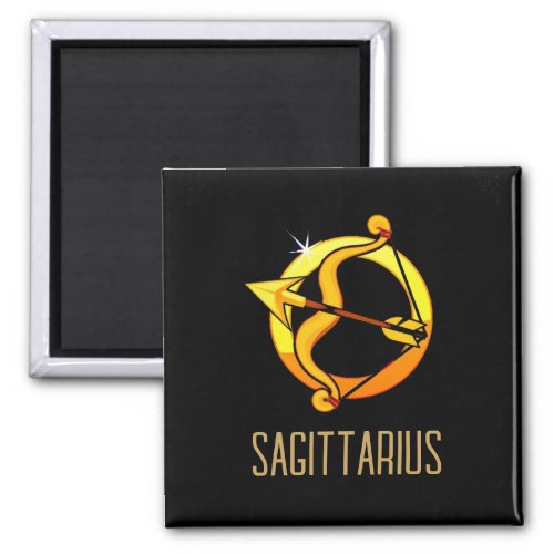 Brown and gold Sagittarius zodiac sign black Magnet