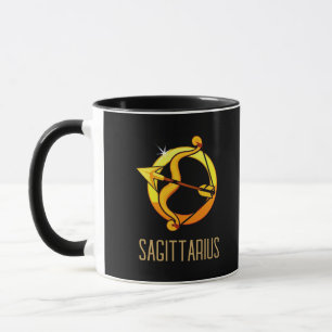 Brown and gold Sagittarius zodiac sign black Mug
