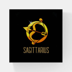 Brown and gold Sagittarius zodiac sign black Paperweight