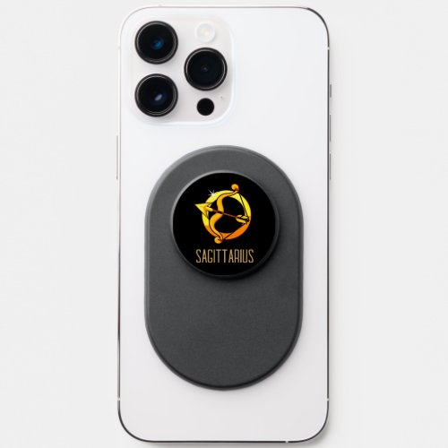 Brown and gold Sagittarius zodiac sign black PopSocket