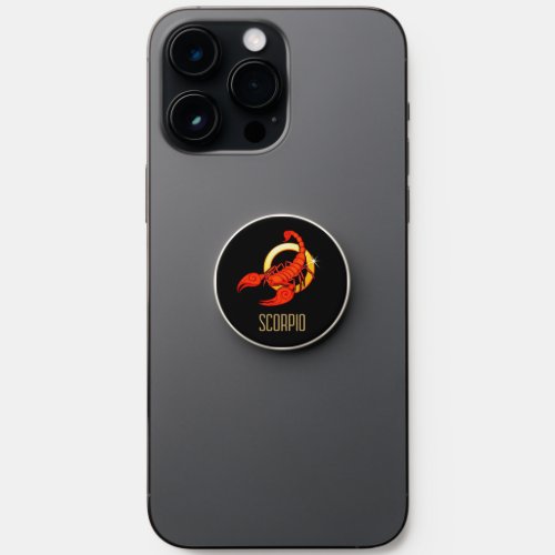 Brown and gold Scorpio zodiac sign black PopSocket
