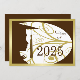 Brown and Gold Silhouette 2025 Graduation Party Invitation