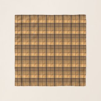 Brown and Gold Squares Pattern  Chiffon Scarf