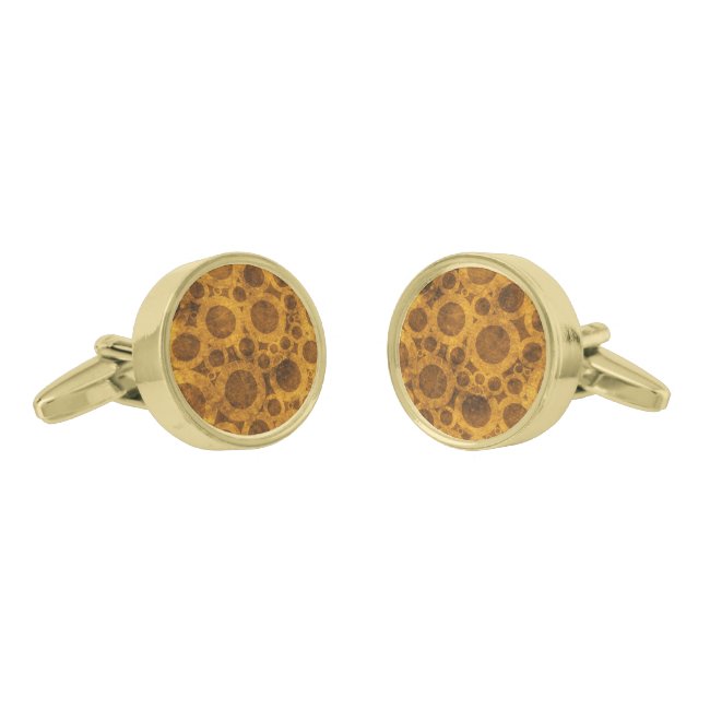 Brown and Gold Steampunk Abstract Cufflinks