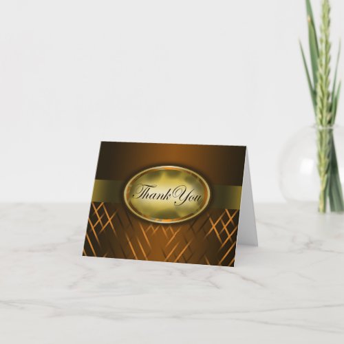 Brown and Gold Striped Thank You Card