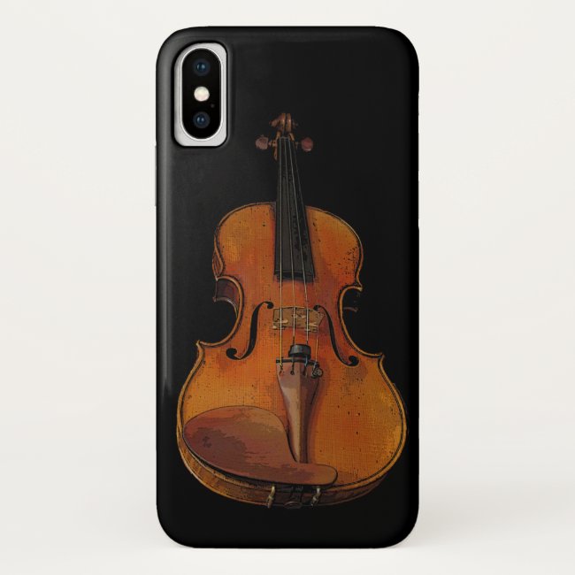 Brown and Gold Violin Music iPhone X Case