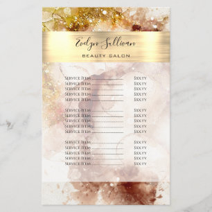 Brown and Gold Watercolor Price List Flyer