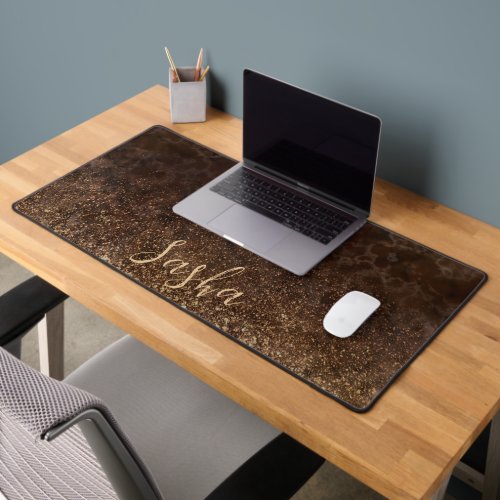 Brown and Golden  Abstract Textured Background  Desk Mat