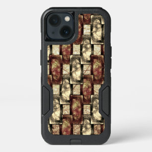 Brown and golden stain, carved rectangular pieces iPhone 13 case