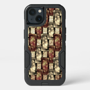 Brown and golden stain, carved rectangular pieces iPhone 13 case