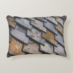 Brown and gray bricks accent pillow