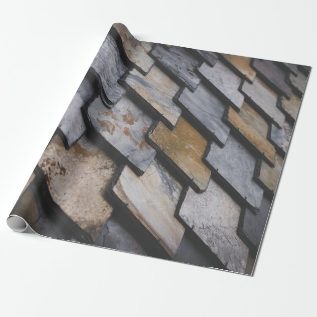 Brown and gray bricks wrapping paper (Unrolled)
