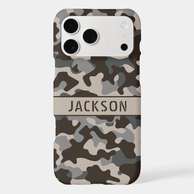 Brown and Gray Camouflage Personalized Case-Mate iPhone Case (Back)