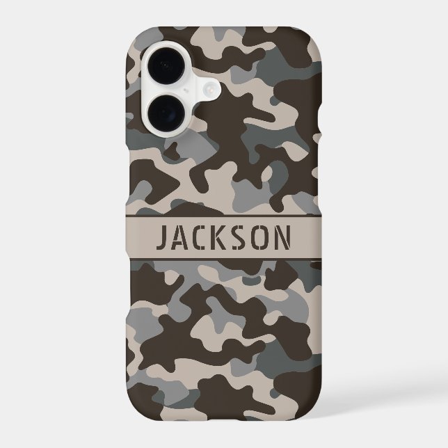 Brown and Gray Camouflage Personalized  Case-Mate iPhone Case (Back)