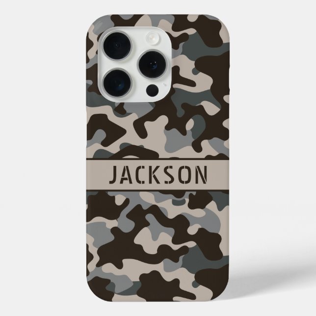 Brown and Gray Camouflage Personalized Case-Mate iPhone Case (Back)