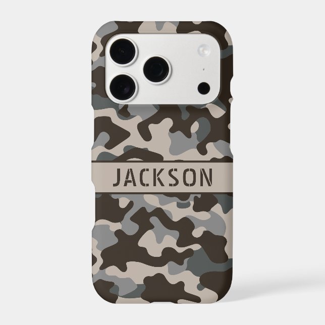 Brown and Gray Camouflage Personalized Case-Mate iPhone Case (Back)