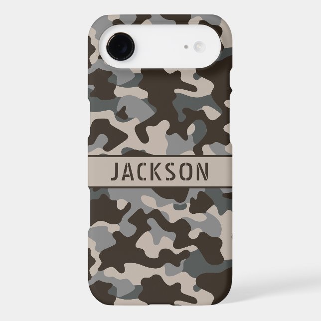 Brown and Gray Camouflage Personalized Case-Mate iPhone Case (Back)