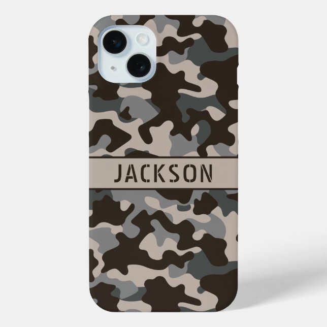 Brown and Gray Camouflage Personalized Case-Mate iPhone Case (Back)