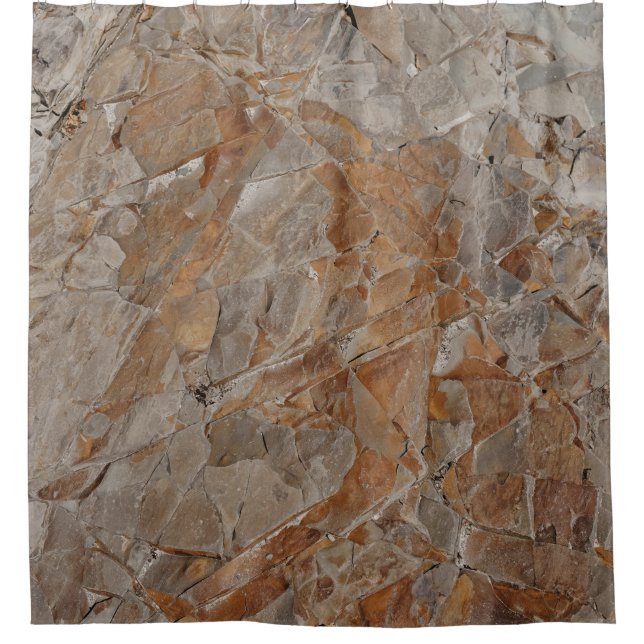 Brown and gray concrete frame shower curtain (Front)