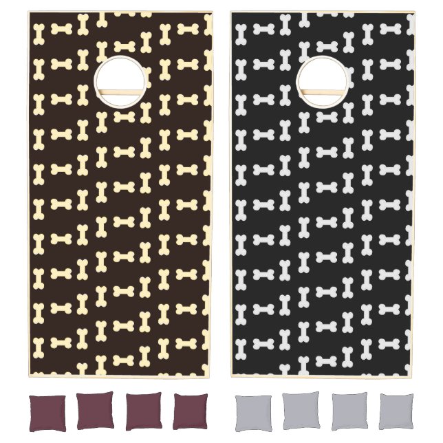 Brown and gray dog bones  cornhole set (Set)