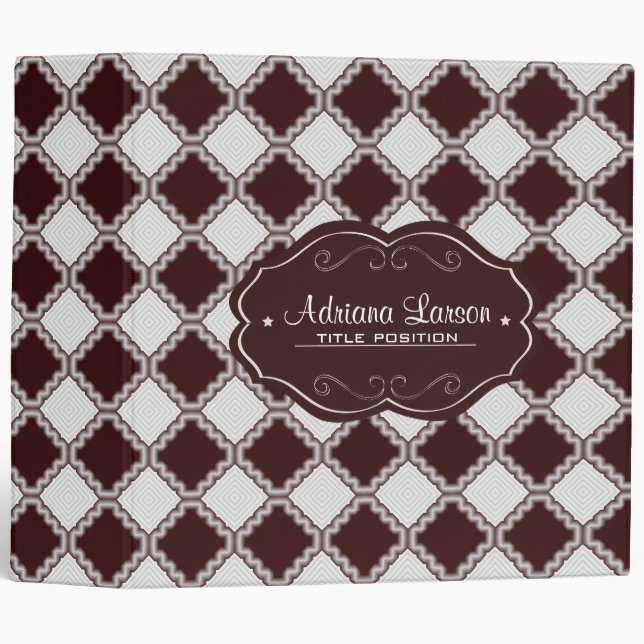 Brown And Gray Geometric Shapes 3 Ring Binder (Front/Spine)