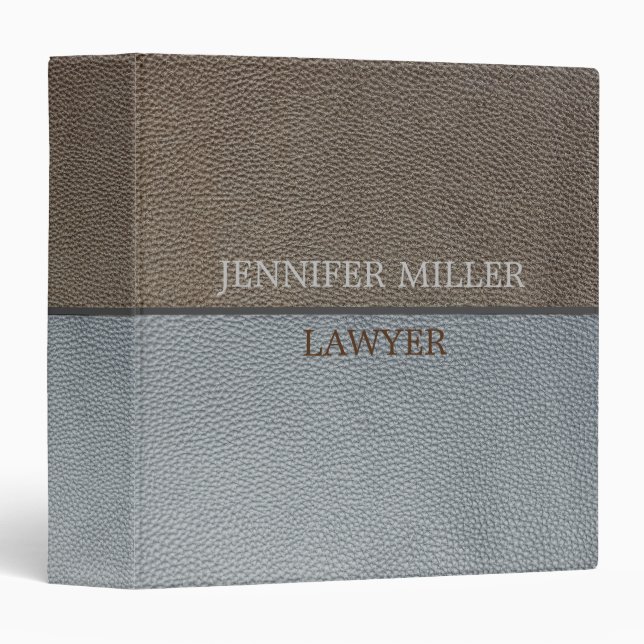 Brown and gray leather texture customer design 3 ring binder (Front/Spine)