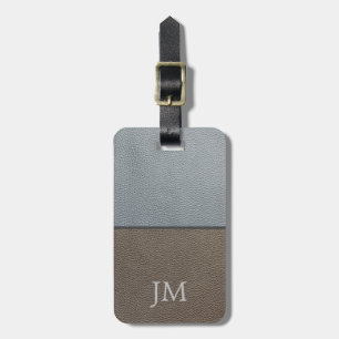 Brown and gray leather texture customer design luggage tag