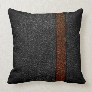 Brown and Gray Leather Throw Pillow