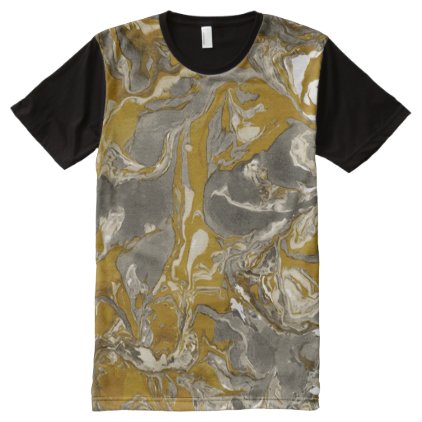 Brown and gray Marble texture Liquid paint art All-Over-Print T-Shirt