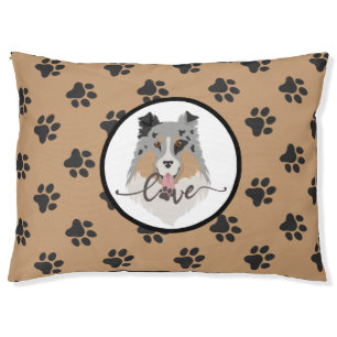 Brown and gray paw print Dog Bed