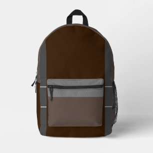 Brown And Gray Printed Backpack