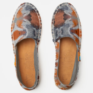 Brown and Gray Red Fox Fur Abstract Art Pattern Espadrilles