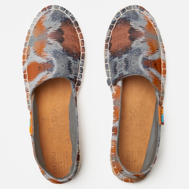 Brown and Gray Red Fox Fur Abstract Art Pattern Espadrilles (Front)